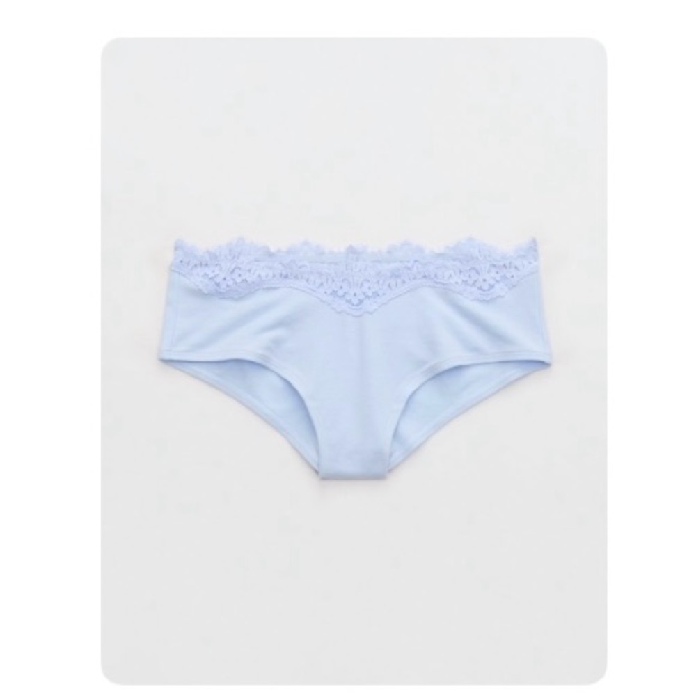 NWT Aerie Superchill Cotton Ruched Lace Trim Cheeky Panty